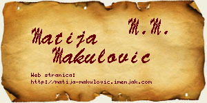 Matija Makulović vizit kartica